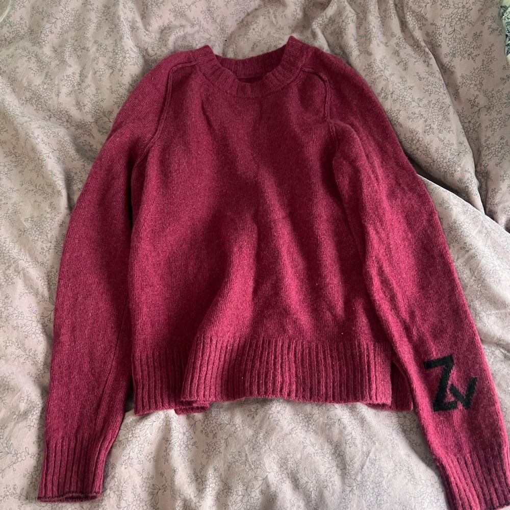 Zadig & Voltaire Burgundy Crew Neck Sweater